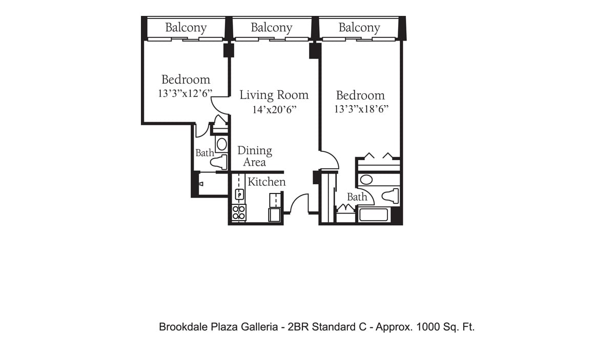 Brookdale Galleria floor plan Independent Living - Two Bedroom Standard