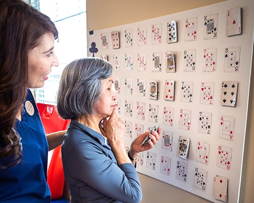 resident playing a brain game