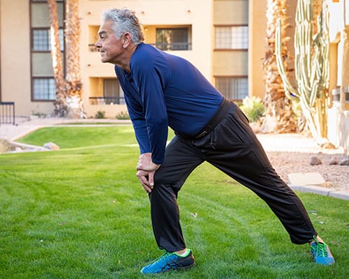 man stretching