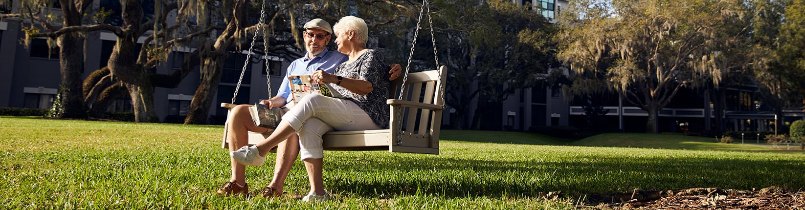 couple on bench swing