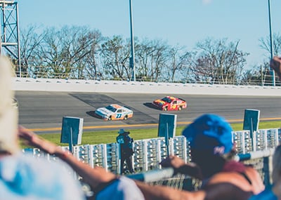 Racing cars around the track