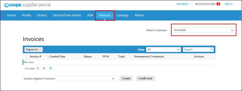 create invoice step 1