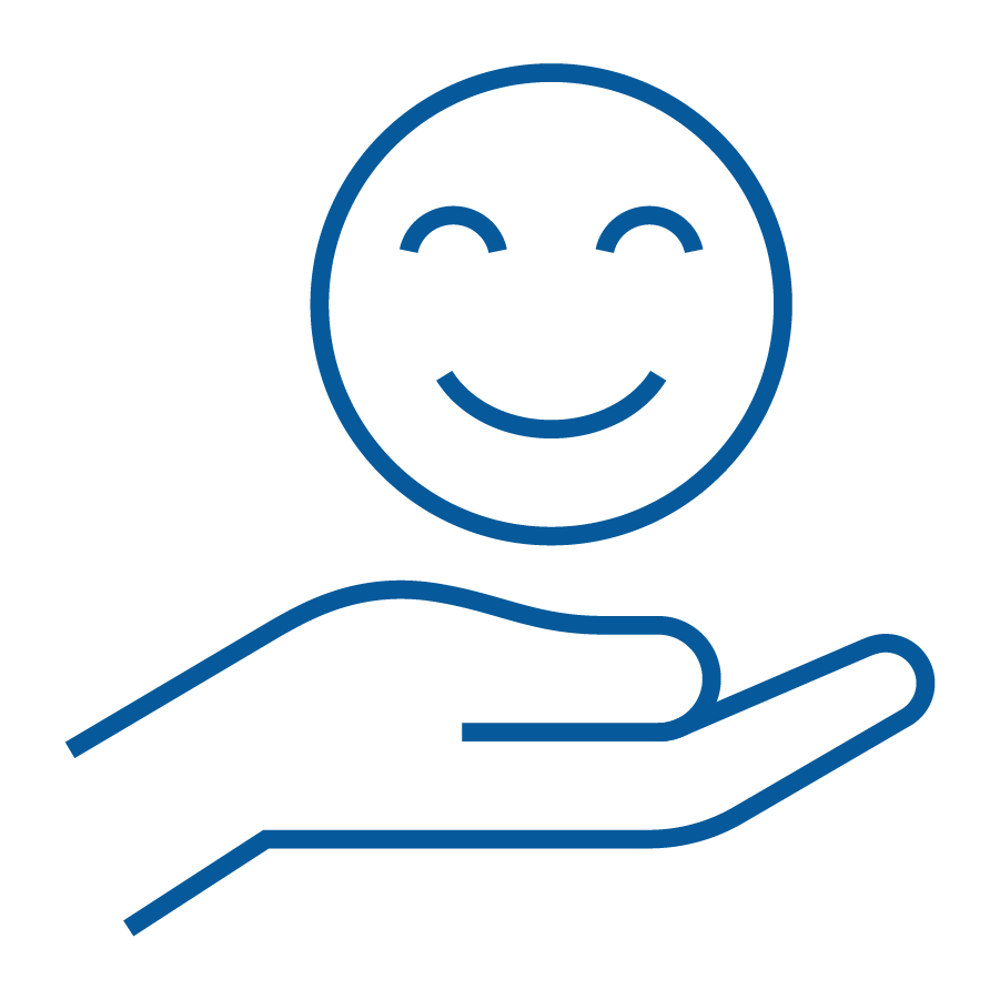 hand holding happy face
