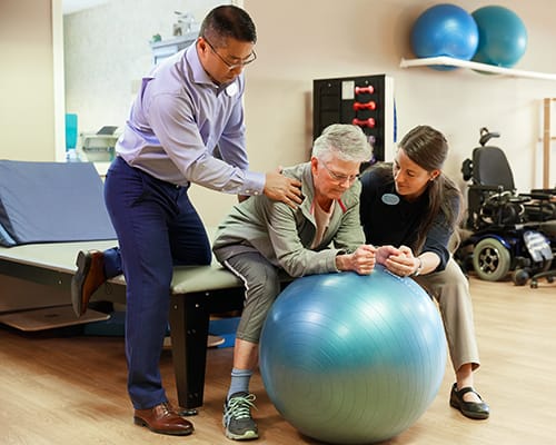 Patient doing physical therapy